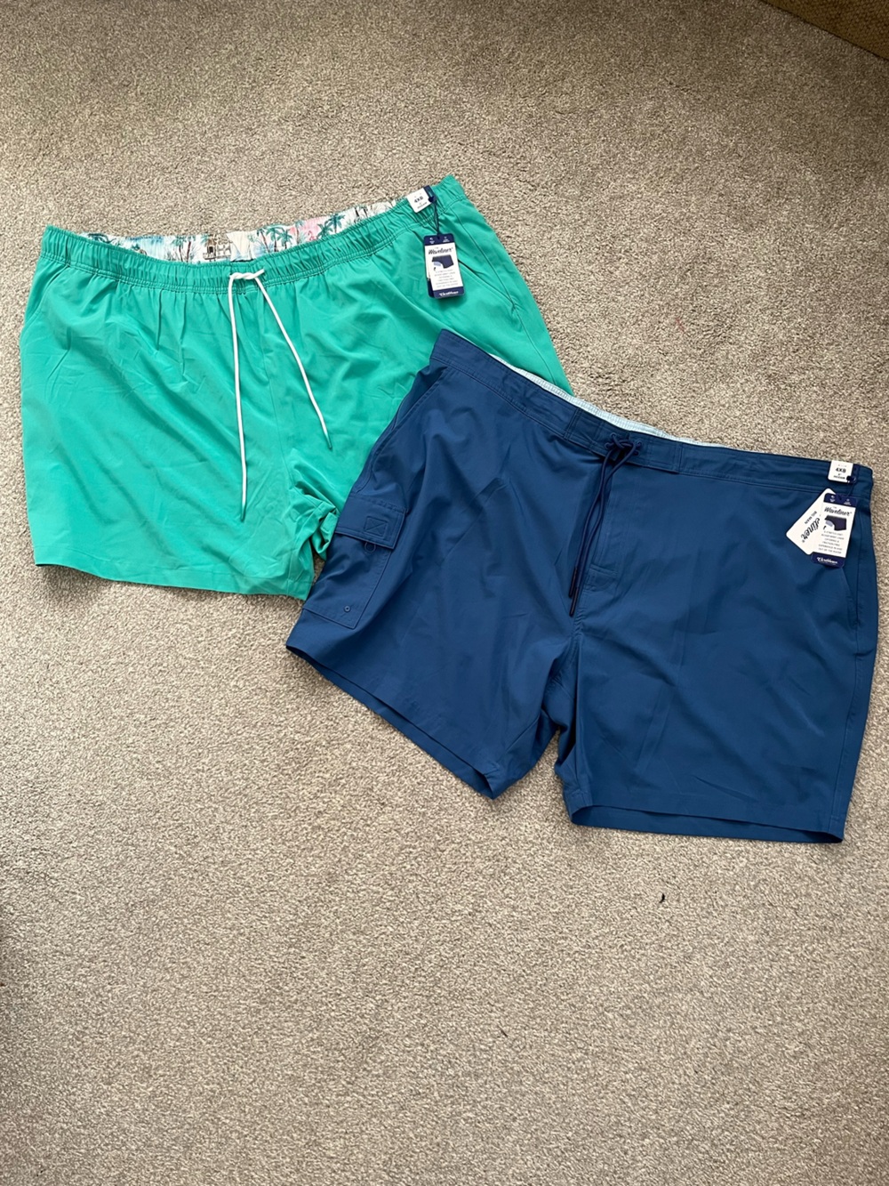 NWT Caribbean Men’s Athletic Shorts Bundle in Aqua and Navy Size 4X
